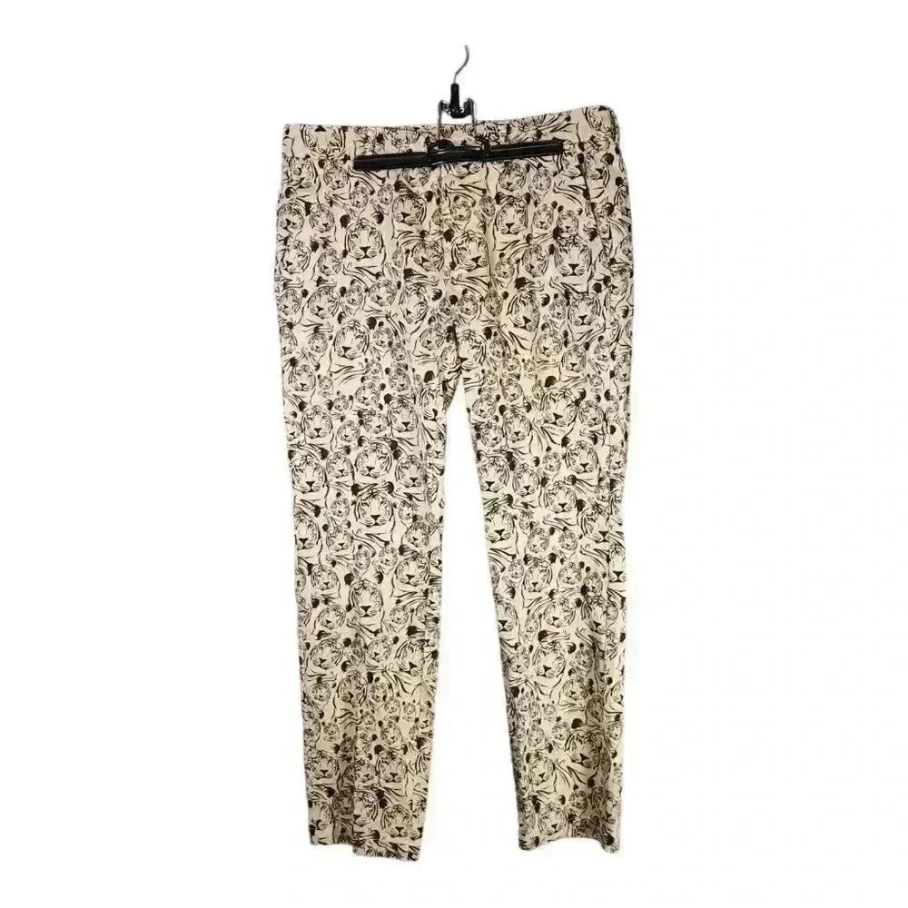 Roberto Cavalli Tiger Pants Jeans Tan Black Women's Small Mid Rise Cotton IT 48